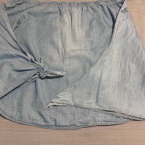 Style Envy Light Blue Chambray High-Low Skirt